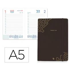 Agenda Encuadernada LIDERPAPEL EFIRA A5 2026 D/P Negro Papel 70 gr FSC