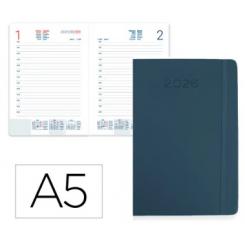 Agenda Encuadernada LIDERPAPEL MYKONOS 150X210 mm 2026 D/P Azul Oscuro Papel 70 gr FSC