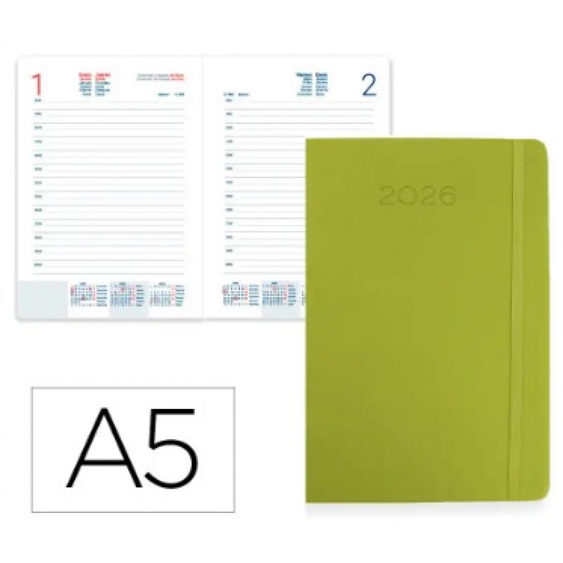 agenda-encuadernada-liderpapel-mykonos-150x210-mm-2026-d-p-verde-claro-papel-70-gr-fsc