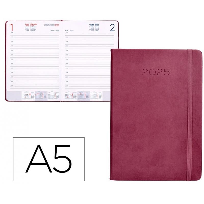 agenda-encuadernada-liderpapel-mykonos-a5-2025-d-p-color-rosa-buganvilla-papel-70-gr