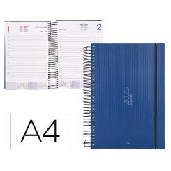 Agenda encuadernada LIDERPAPEL OLBIA A4 2025 D/P color azul papel 60 gr