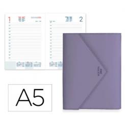 Agenda Encuadernada LIDERPAPEL PSARA A5 2026 D/P Morado Papel 70 gr FSC