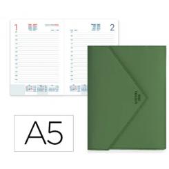 Agenda Encuadernada LIDERPAPEL PSARA A5 2026 D/P Verde Papel 70 gr FSC