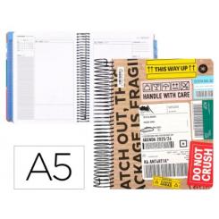 Agenda escolar ANTARTIK 25-26 espiral CARGO día página A5 bilingüe papel FSC 80 gr.