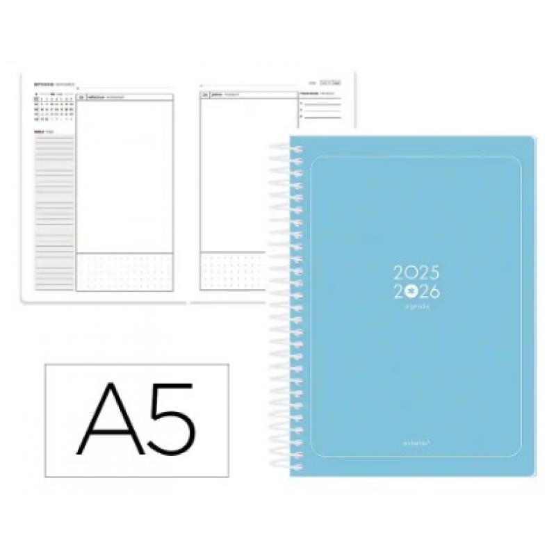 agenda-escolar-antartik-25-26-espiral-essentials-azul-dia-pagina-a5-bilingue-papel-fsc-80-gr
