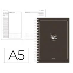 Agenda escolar ANTARTIK 25-26 espiral ESSENTIALS negro día página A5 bilingüe papel FSC 80 gr.