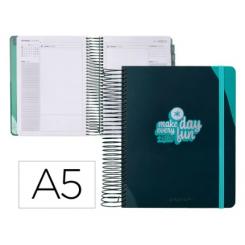 Agenda escolar ANTARTIK 25-26 espiral FUN DAY azul oscuro día página A5 bilingüe papel FSC 80 gr