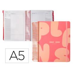Agenda escolar ANTARTIK 25-26 espiral PLANS naranja día página A5 bilingüe papel FSC 80 gr.