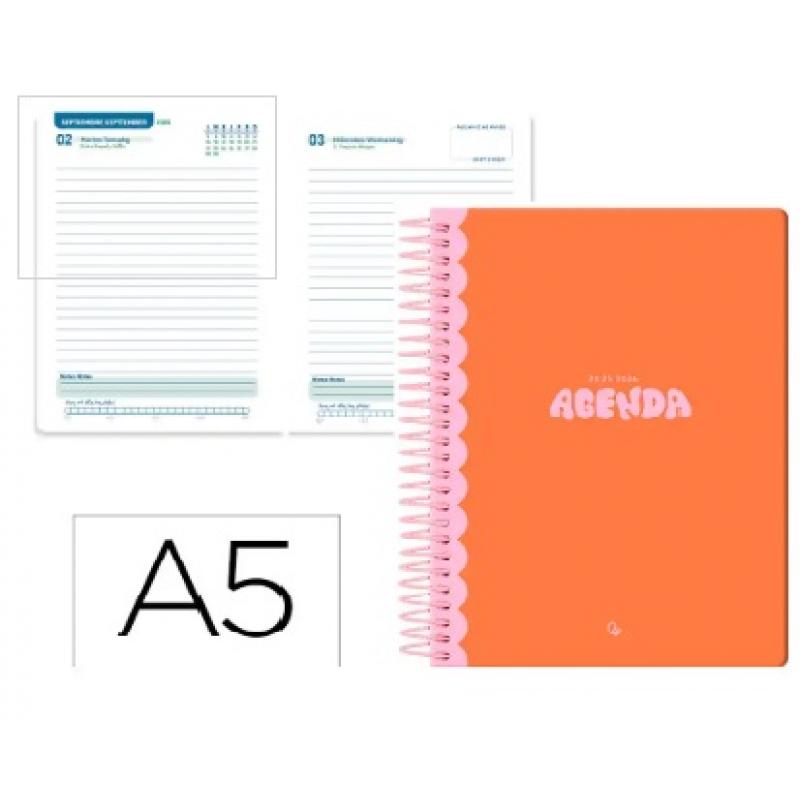 agenda-escolar-liderpapel-25-26-espiral-classic-naranja-dia-pagina-a5-bilingue-papel-fsc-70-gr
