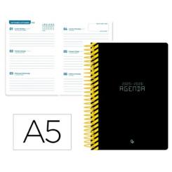 Agenda escolar LIDERPAPEL 25-26 espiral CLASSIC negro semana vista A5 bilingüe papel FSC 70 gr