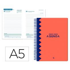 Agenda escolar LIDERPAPEL 25-26 espiral CLASSIC rojo día página A5 bilingüe papel FSC 70 gr.