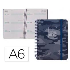 Agenda escolar LIDERPAPEL 25-26 espiral PATTERNS MILITAR gris semana vista A6 bilingüe papel FSC 80 gr