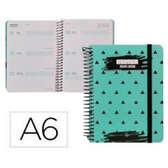 Agenda escolar LIDERPAPEL 25-26 espiral PATTERNS TRIÁNGULOS semana vista A6 bilingüe papel FSC 80 gr.
