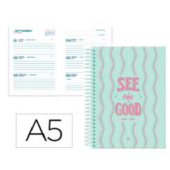 Agenda escolar LIDERPAPEL 25-26 espiral PETITE LINEAS semana vista A5 bilingüe papel FSC 80 gr.