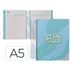 Agenda escolar LIDERPAPEL 25-26 espiral ZANTE día página A5 bilingüe papel FSC 80 gr.