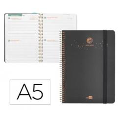 Agenda Escolar LIDERPAPEL año 24-25 A5 Classic Lines Antracita 2 días/página