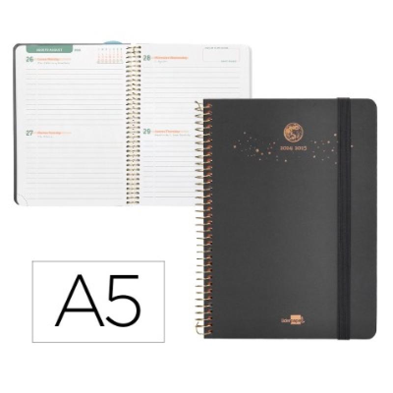 agenda-escolar-liderpapel-ano-24-25-a5-classic-lines-antracita-2-dias-pagina