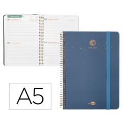 Agenda Escolar LIDERPAPEL año 24-25 A5 Classic Lines Azul 2 días/página