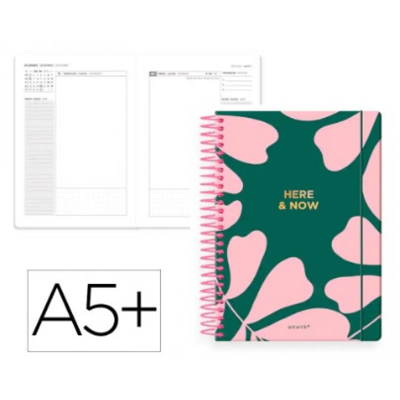 Agenda Espiral ANTARTIK HERE&NOW A5+ 2026 D/P  Verde Papel 80G FSC