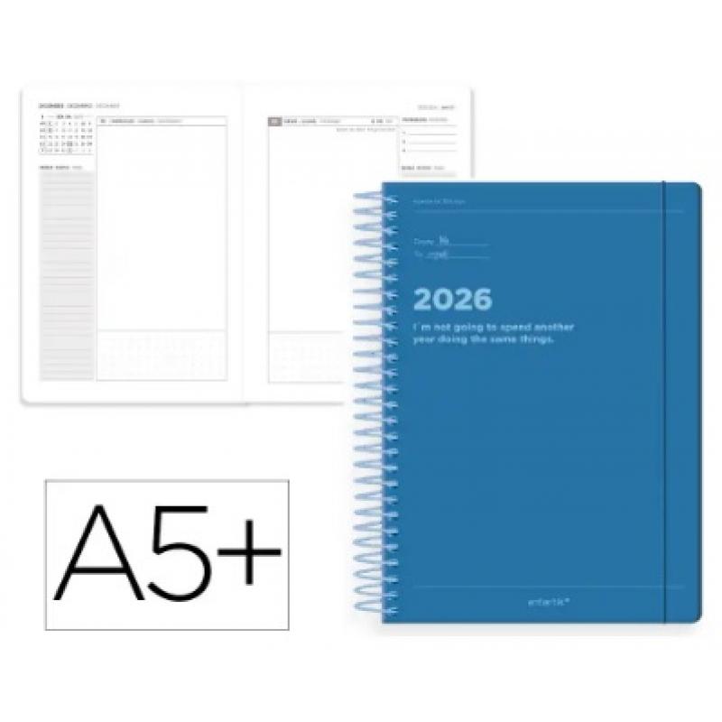 Agenda Espiral ANTARTIK MANIFEST A5+ 2026 D/P  Azul Papel 80G FSC