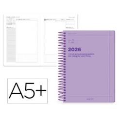 Agenda Espiral ANTARTIK MANIFEST A5+ 2026 D/P  Morado Papel 80G FSC