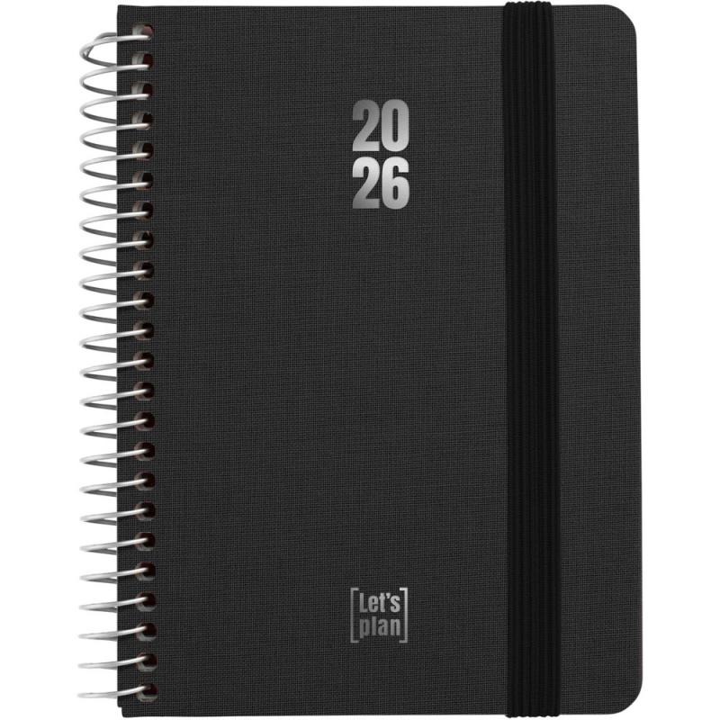 Agenda espiral c/gomas 2026 D/P A6 FANCY negro