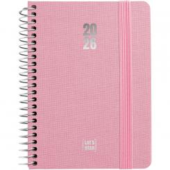 Agenda espiral c/gomas 2026 D/P A6 FANCY rosa
