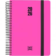 Agenda espiral c/gomas A5 2026 D/P 15x21 NEON fucsia