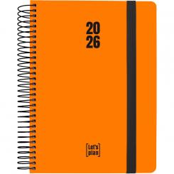 Agenda espiral c/gomas A5 2026 D/P 15x21 NEON naranja