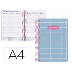 Agenda espiral LIDERPAPEL CLASSIC A4 2025 S/V vista azul claro papel 70 gr