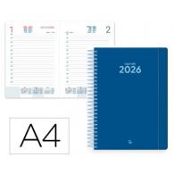 Agenda Espiral LIDERPAPEL CLASSIC A4 2026 D/P Azul Oscuro Papel 70 gr FSC
