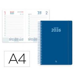 Agenda Espiral LIDERPAPEL CLASSIC A4 2026 D/P Azul Oscuro Papel 70 gr FSC