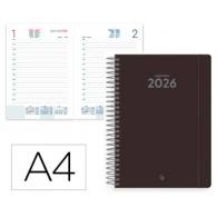 Agenda Espiral LIDERPAPEL CLASSIC A4 2026 D/P Negro Papel 70 gr FSC
