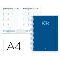 Agenda Espiral LIDERPAPEL CLASSIC A4 2026 S/V Azul Oscuro Papel 70 gr FSC
