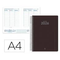 Agenda Espiral LIDERPAPEL CLASSIC A4 2026 S/V Negro Papel 70 gr FSC