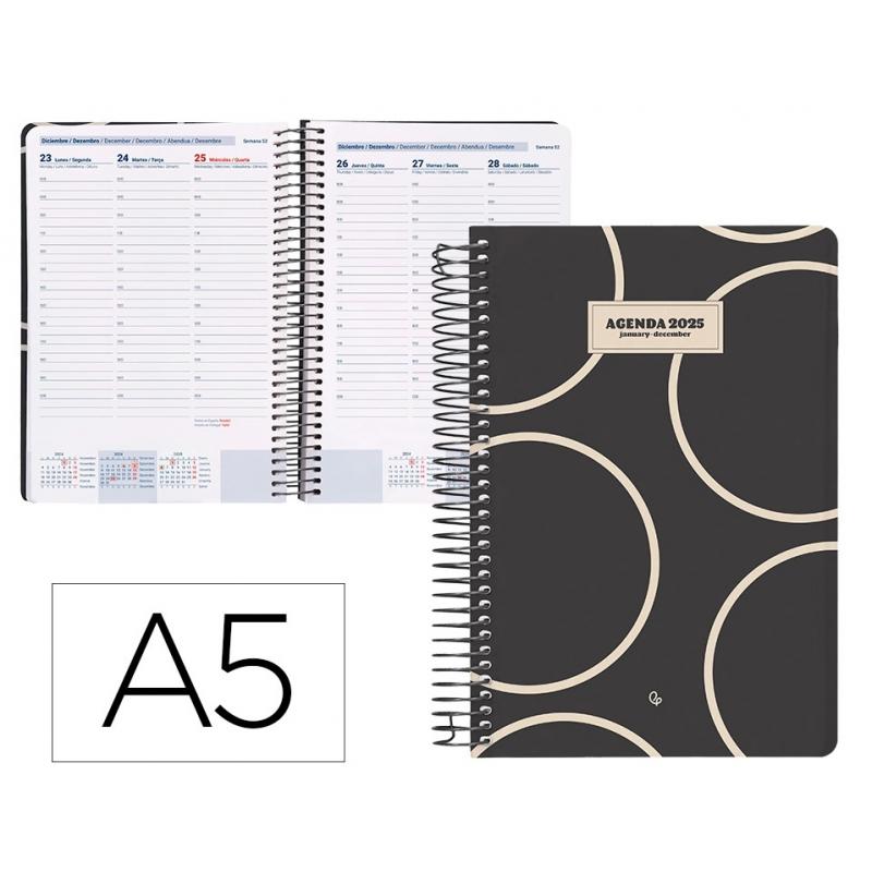 agenda-espiral-liderpapel-classic-a5-2025-s-v-blanco-y-negro-2-papel-70-gr