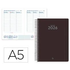 Agenda Espiral LIDERPAPEL CLASSIC A5 2026 S/V Negro Papel 70 gr FSC