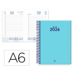 Agenda Espiral LIDERPAPEL CLASSIC A6 2026 D/P Azul Claro Papel 70 gr FSC