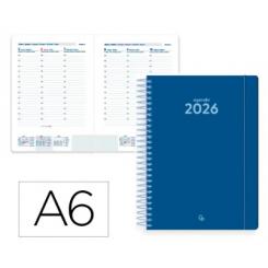 Agenda Espiral LIDERPAPEL CLASSIC A6 2026 S/V Azul Osucuro Papel 70 gr FSC
