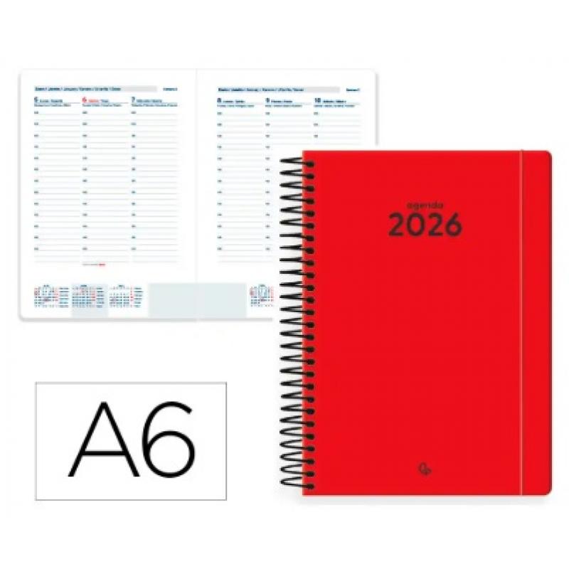 agenda-espiral-liderpapel-classic-a6-2026-s-v-rojo-papel-70-gr-fsc