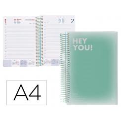 Agenda espiral LIDERPAPEL GAZI A4 2025 D/P color verde papel 70 gr