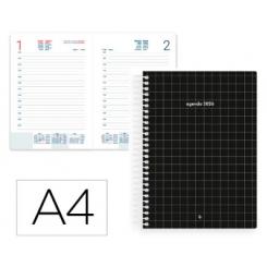 Agenda Espiral LIDERPAPEL GAZI A4 2026 D/P Negro Papel 70 gr Fac