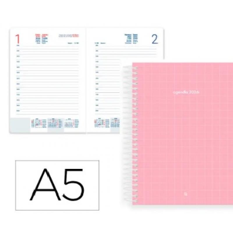 agenda-espiral-liderpapel-gazi-a5-2026-d-p-rosa-papel-70-gr-fsc
