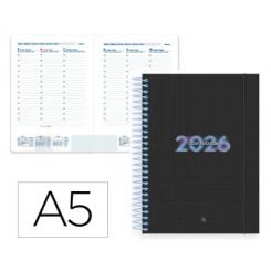 Agenda Espiral LIDERPAPEL KIMOLOS A6 2026 S/V Focus Papel 70 gr FSC