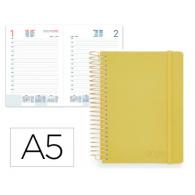 Agenda Espiral LIDERPAPEL NEON A5 2026 D/P Amarillo Papel 70 gr FSC