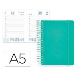 Agenda Espiral LIDERPAPEL NEON A5 2026 D/P Menta Papel 70 gr FSC