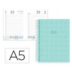 Agenda Espiral LIDERPAPEL PERISSA A5 2026 D/P Verde Papel 80 gr FSC