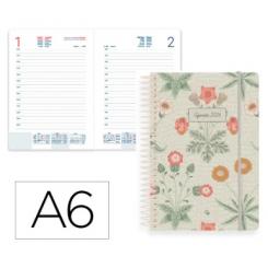 Agenda Espiral LIDERPAPEL SANTORINI A6 2026 D/P Crema 2 Papel 60 gr FSC