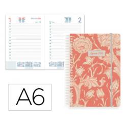 Agenda Espiral LIDERPAPEL SANTORINI A6 2026 D/P Rojo Papel 60 gr FSC