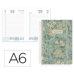 Agenda Espiral LIDERPAPEL SANTORINI A6 2026 D/P Verde Papel 60 gr FSC
